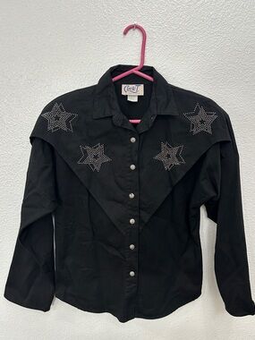 Circle T Black Western Star Button-Down Shirt